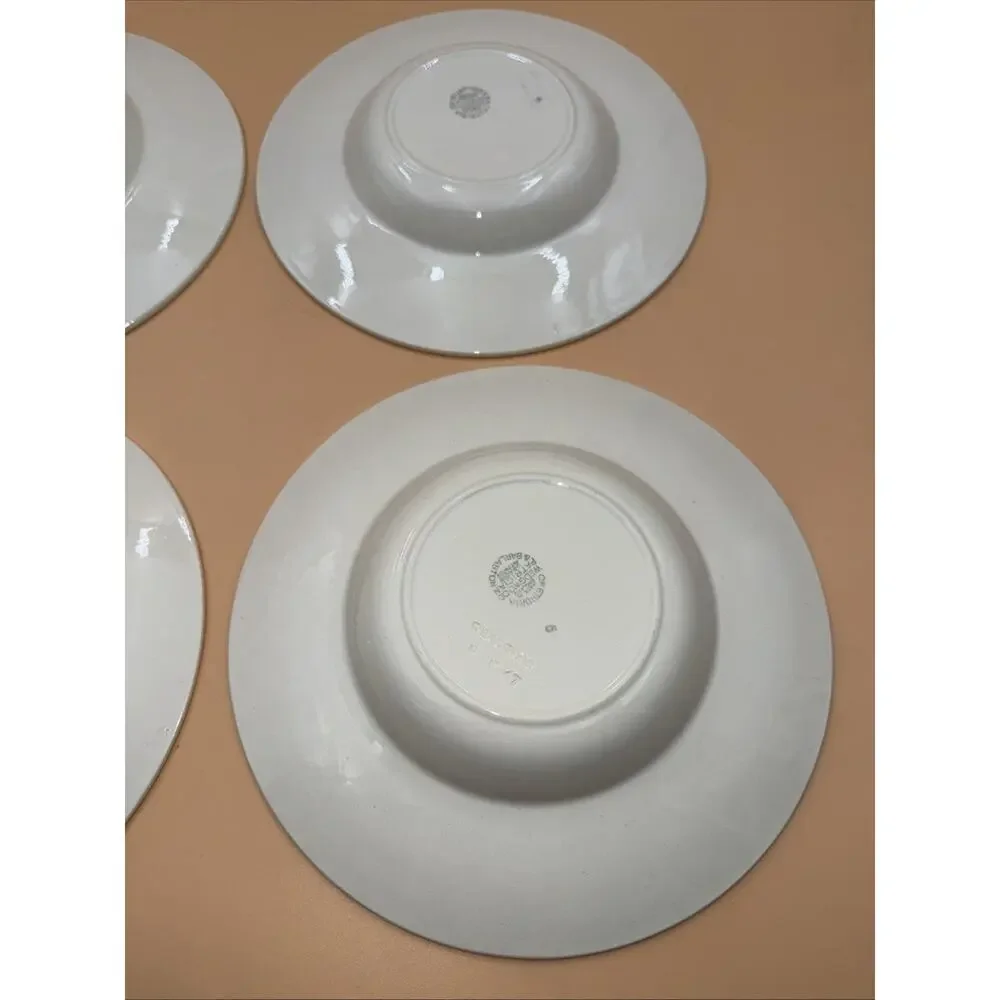 Wedgwood Patrician Rimmed Flat Soup Bowls Ivory Embossed Floral Pattern Set of 4